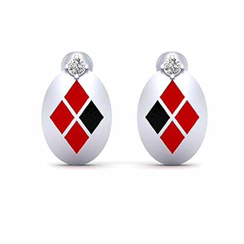 Boucles d'oreilles ovale en argent 925 et diamant créé d'exception