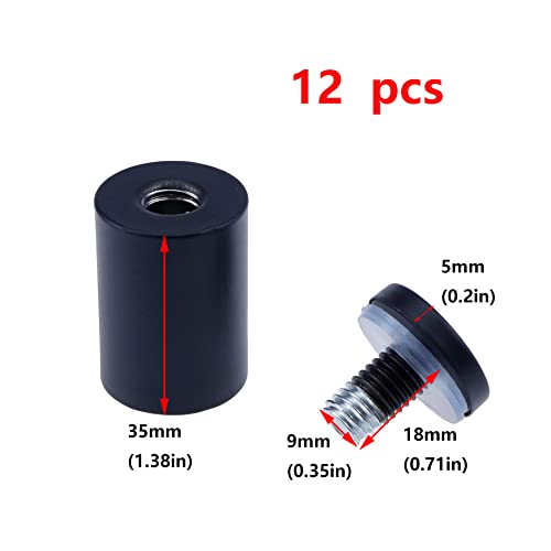 Image of Antrader Glass Standoff 1 inchx1-1 /2 inch, Stainless Steel Sign Standoff Screws, Hollow Advertising Standoff Mounts,Glass Acrylic Nail, Pack of 12, Matte Black
