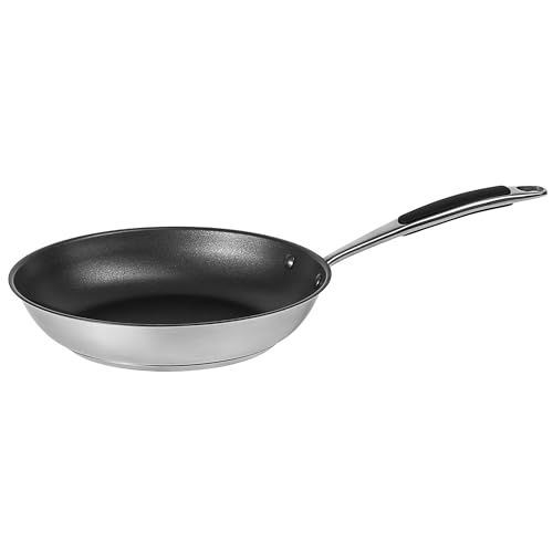 Prochef Stainless Steel Frying Pan, Non-Stick Coating, 24cm, Silicone Handle, Induction Compatible, Dishwasher and Oven Safe