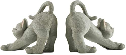 Whimsical Grey Cats Smiling Decorative Bookends Set - Happy Cat Collection - Cat Lover Gifts For Women, Cat Lover Gifts For Men, Decorative Bookends, Home Office Decoration #TOP4