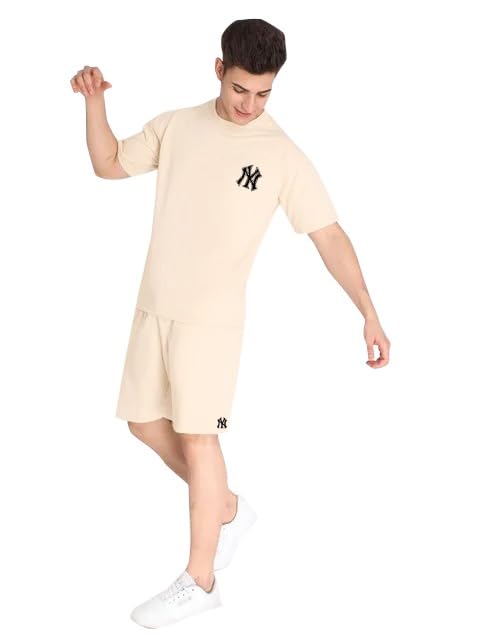 Image of Vogaan Men's T-Shirt and Shorts Set | Pyjama Set for Men | Co-ord Set | Cotton Printed Top & Shorts Night Suits Set