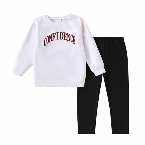 Image of Kids Toddler Girl Clothes Heart Letter Print Long-sleeved round collar top+Letter Print Pants Outfits Set