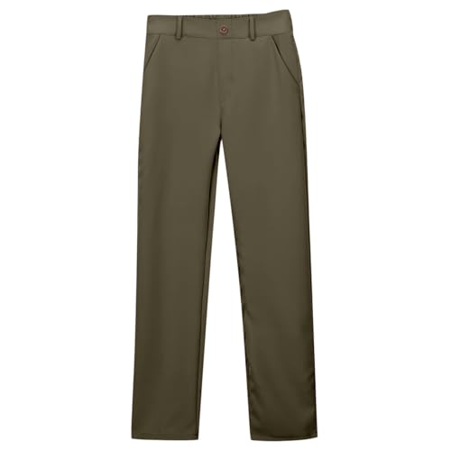 Boy's Girl's School Uniform Pants 2025 Trendy Relax Fit Pull On Flat Front Dressy Pants Casual Golf Trousers for Kids 5-14Y3