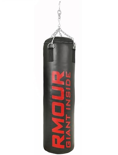 IWIN RMOUR Ultimate Black (2 Feet /3 Feet /4 Feet) Filled/Unfilled Heavy Punching Bag SRF Material Boxing MMA Sparring Punching Training with Rust Proof Stainless Steel Hanging Chain (Filled- 2 Feet)