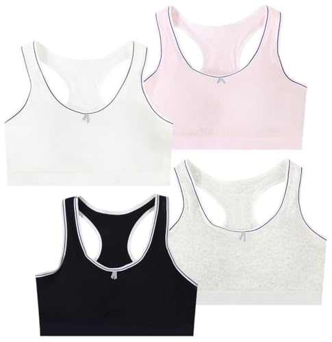 Big Girls' Training Bras Stretch Crop Cami Striped Bralettes Wireless Bra