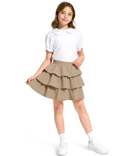 Image of KEREDA Girls Skirt Kids Casual 3-Layer Ruffle Skort School Uniform Skirts for Girls
