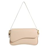 Shoulder Bag for Women Y2K Trendy Purse Vegan Leather Hobo Handbags Clutch Saddle Bag with 2 Removable Strap (Nude)