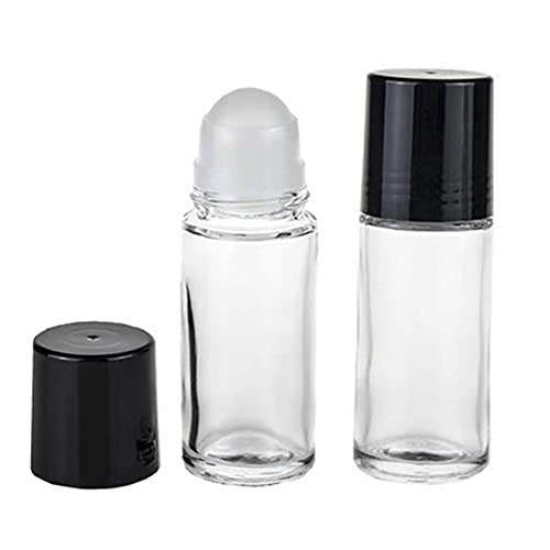 2 Pcs 50ml/1.7oz Glass Deodorant Roller Bottle Empty Roll On Bottles Deodorant Containers DIY Rollerball Bottles For Sunscreen Moisturizer Cosmetics