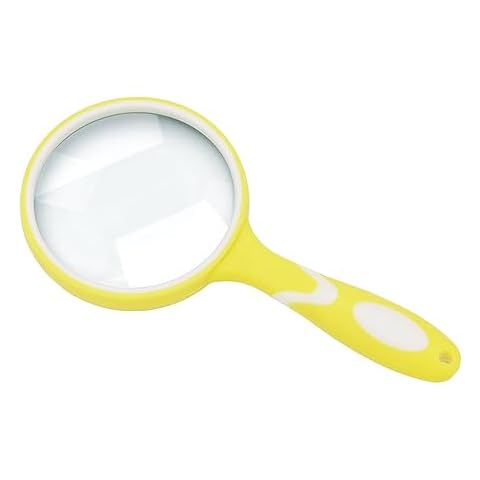 10X Optical Quality Handheld Magnifier Professional Magnifying Glass with Non-Slip Soft Rubber Handle for Seniors Maps Jewellery Hobbies (Yellow)… Cover