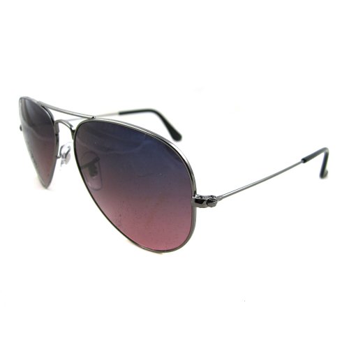 Ray-Ban RB3025 Classic Aviator Sunglasses, Gunmetal/CRYstal Polarized Blue Gradient Pink, 58 mm