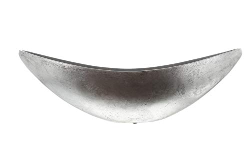 FRANK FLECHTWAREN Silberschale, Pflanzschale Silber, Deko Schale, Deko Objekt, Silber 60 x 16 x 19 cm