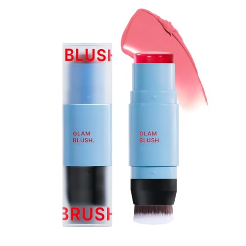 Cream Blush Stick with Brush,Waterproof Multi Cream Makeup Stick,Lightweight,Long-lasting,2 in