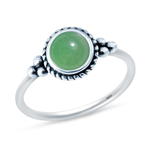 HQFJW 6mm Mini Round Stone Thin Ring,Cute Dainty Tiny Retro