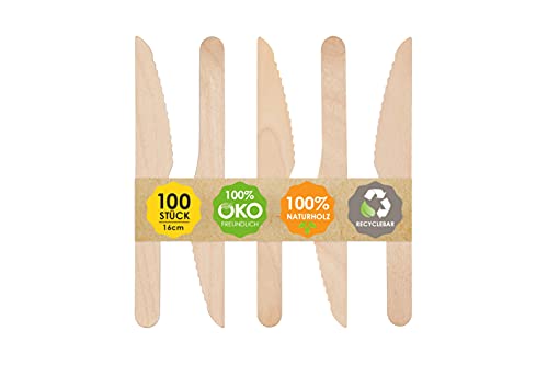 JSM-Brennholz Einwegmesser 100 Stück Holz