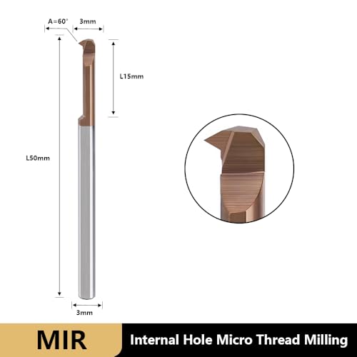 Image of Carbide MIR Inner Hole Micro Threaded Mills for Small Holes & Turning 5 Pcs MIR-3-A60-L15