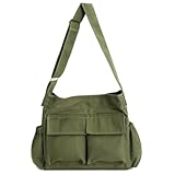 VODIU Canvas Messenger Bag Large Hobo Crossbody bags for Women,Men, Shoulder Tote Handbags with Laptop pocket Green