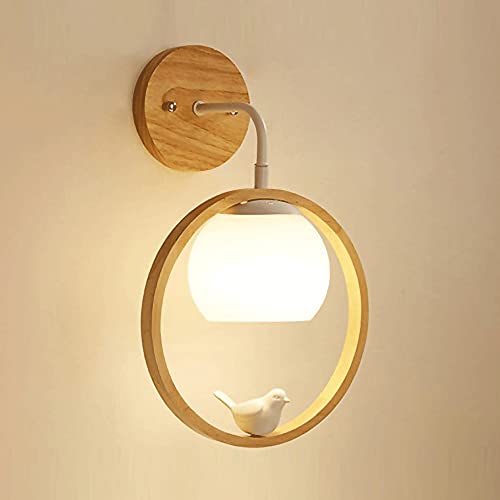 Lámpara de pared de registro de anillo con aplique de madera E27 2
