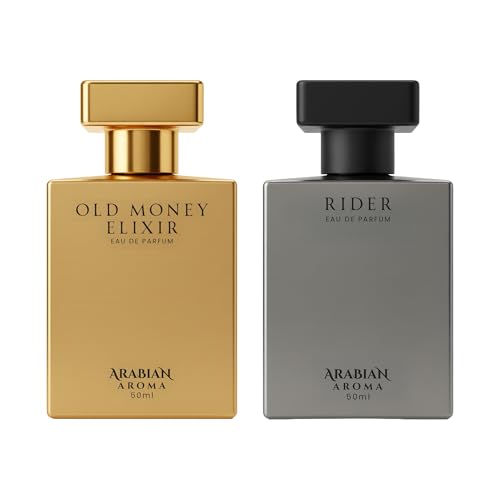 Image of Arabian Aroma Old Money Elixir & Rider Eau De Parfum, Long Lasting Luxury Fragrance for Men & Women, (50 Ml Pack of 2)