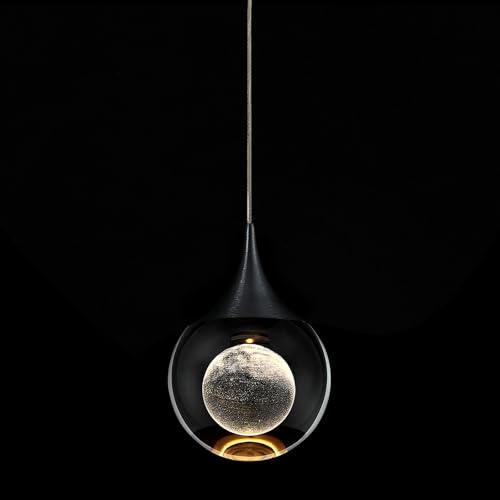 JoollySun Crystal LED Pendant Light: Black Modern Mini Light Fixtures