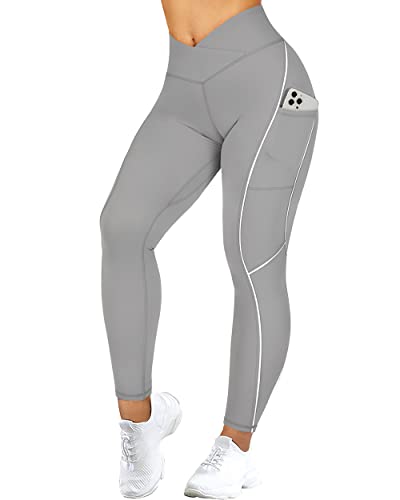 Image of SUUKSESS Women Reflective High Waisted Running Leggings with Pockets Yoga Pants