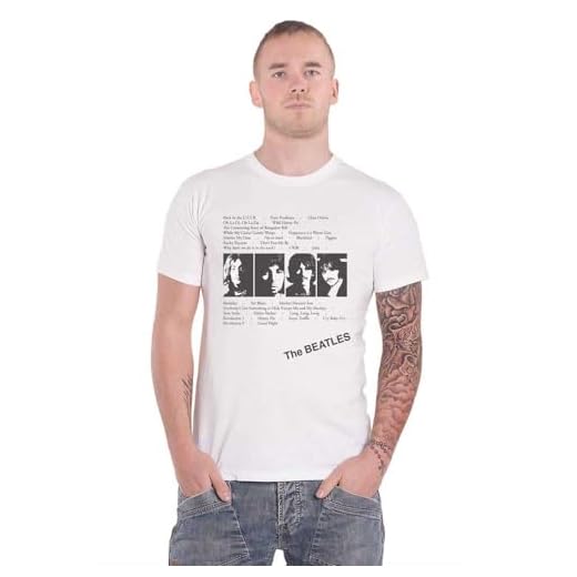 The Beatles Album Tracks (Back Print) Camiseta, Blanco (White White), Medium para Hombre