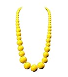 Colorful Natural Wood Round Beaded Strand Necklaces Bohemian Retro Multicolor Bib Big Round Bead Chunky Necklace Ethnic Costume Statement for Women Men Unisex Fashion Wedding Jewelry Gifts-Yellow