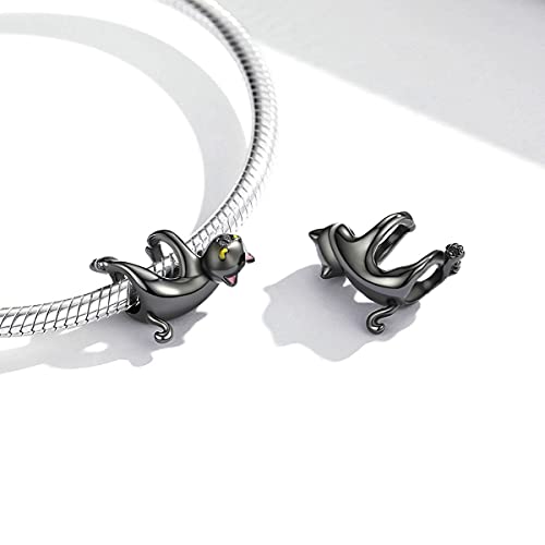 Dijes de gato negro de plata 925 para personalizar tu pulsera diaria de plata 3