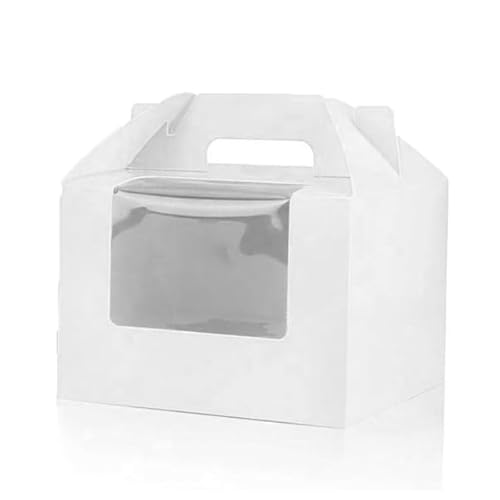 Selecto Bake Confezione da 3 scatole per cupcake con finestra, inserto e manico, contiene 4 contenitori standard per cupcake, in carta kraft, muffin (bianco)
