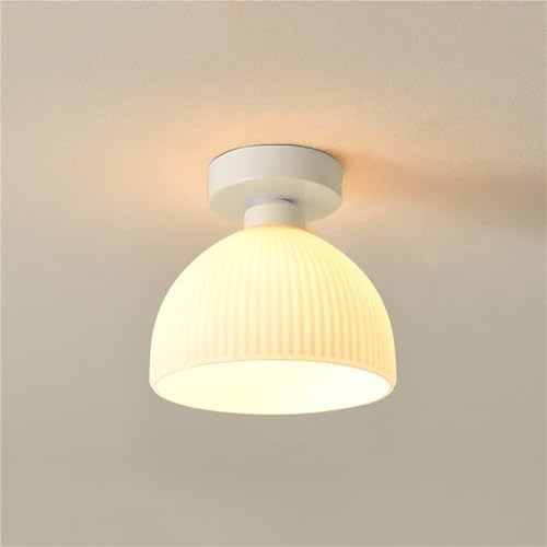 Lámpara de Techo Nórdica de Cristal Blanco para Entrada de Casa Lámpara de Techo Empotrada para Baño Balcón Pasillo Foco de Techo (Blanco) Plafon de Techo