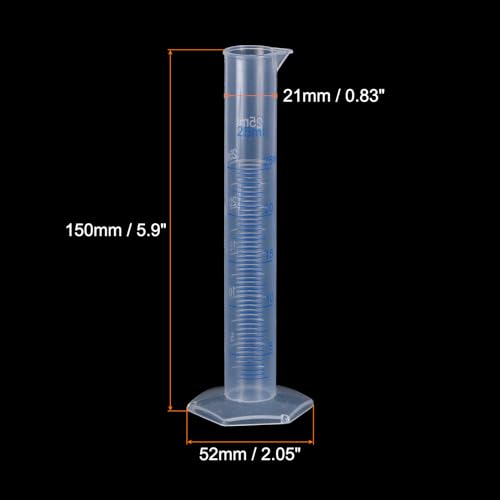 Cilindro de medición de 25 ml de plástico transparente con base hexagonal de 2 lados 2