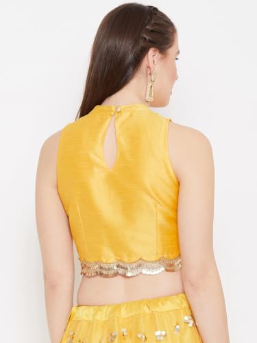 Image of studio rasa Women's Dupion Sequin Embellished Crop Top for Wedding Festive