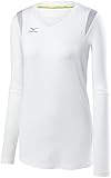Mizuno Balboa 5.0 Volleyballtrikot Langarm, Damen, 440645.0073.03.XS Balboa 5.0 Volleyball Trikot Langarm, Balboa 5.0 LS Jersey, weiß/Silber, Womens X-Small