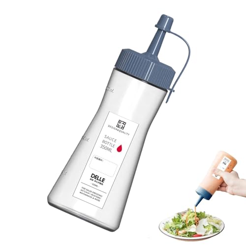 液体用スクイーズボトル、350ml 漏れ防止空の噴出ハニー シロップ ソース ディスペンサー (ダスト プラグ付き)、スクイーズボトル、ハニークリームオイスターソースサラダボトル、ケチャップスクイーズソースボトル調味料ボトル、ケチャップ、マスタード、ドレッ