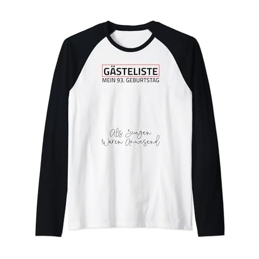 Gästeliste Mein 93. Geburtstag Libro de visitas Firma Camiseta Manga Raglan