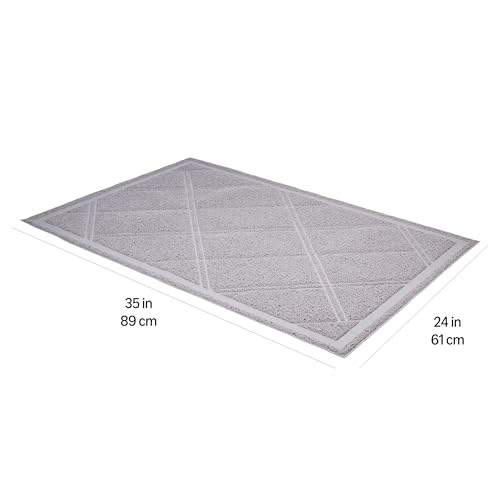 Image of Amazon Basics Less-Mess Litter Trapping Cat Litter Box Mat, Soft on Kitty Paws, Waterproof, Scatter Control, 24 inch x 35 inch, Grey
