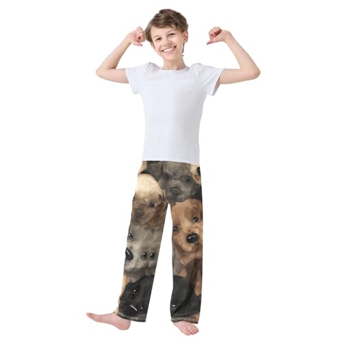 ZZXXB Lovely Puppy Dogs Boys Long Pants Soft Trousers Elastic Waist Kids Lounge Bottoms with Pockets S-XL3