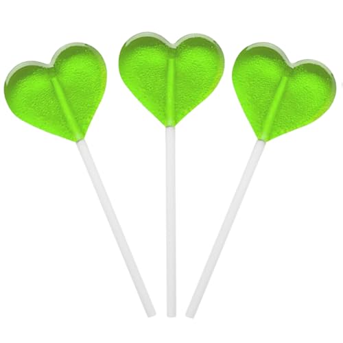 Fruidles Lollipops Mini Heart Shaped Flavored Delicious Lollipop, Individually Wrapped, 5g Lollipop (1200 Lollipops, Green Apple)