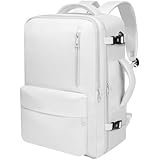 35L Travel Backpack | 180° All-Open Design | Multi-Pockets | Airline Approved Carry on |15.6 inch Laptop Compartment | USB Port |Perfect for Travel Business College Bookbags | For Men Women , White