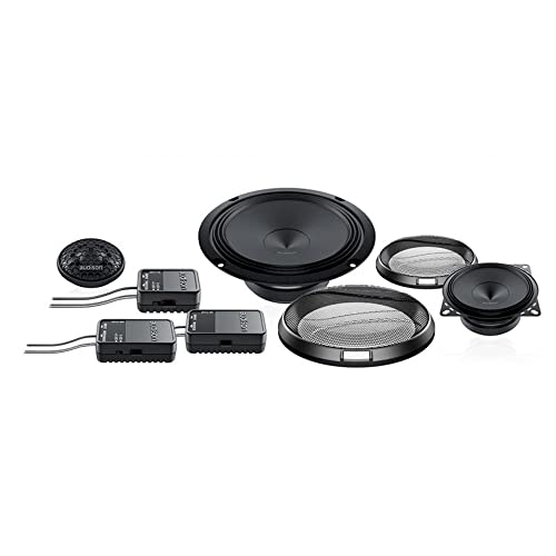 Audison APK 163 – Sistema di altoparlanti a tre vie con tweeter da 26 mm, woofer da 165 mm e midrange da 100 mm, con crossover e griglie incluse​, 375W