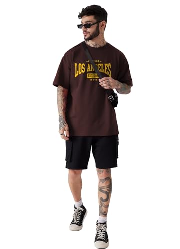 Image of TROND️ Premium Men's 100% Cotton Oversized Half Sleeve Printed Branded T-Shirt (Color Black)