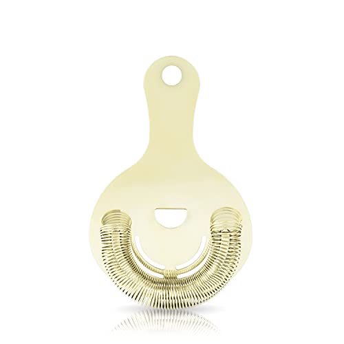 Viski Hawthorne and Bartending Strainer - Stainless Steel Bar Cocktail Strainer for Drinks with Handles, Gold
