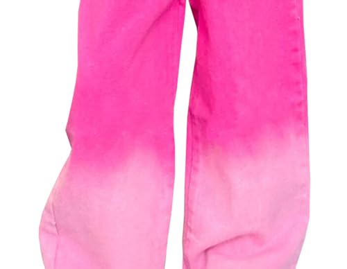 Girls Candy Colored Jeans Elastic Waist Wide Leg Denim Pants Kids Gradient Color Jeans Trousers4