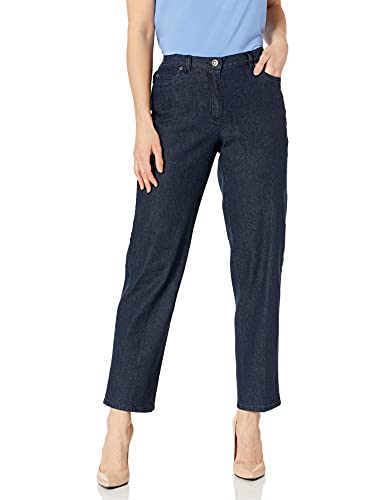 Ruby Rd. Women's Petite Classic 5-Pocket Fly Front Denim Jean, Dark Indigo, 6