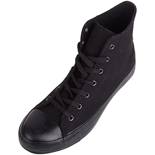 Zapatillas de deporte para hombre con cordones de lona superior alta para verano, color Negro, talla 42 1/3 EU