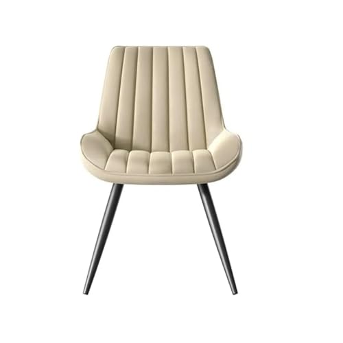 YLHMNE Sillas de Cocina tapizadas Gruesas 1 Silla De Comedor Cocina Tapizada Cómoda Cuero Beige con Patas Metal