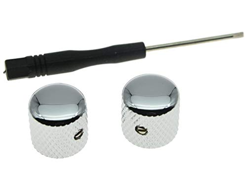 Kaish Set Of 2 Chrome Metal Guitar Dome Knobs Bass Knob With Set Screw For Telecaster/Tele Guitar #TOP2