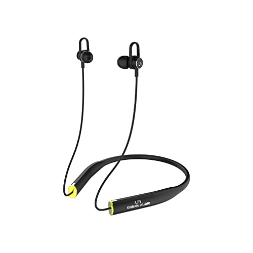 Urban Audio U5 Voice Assistant Wireless Bluetooth in-Ear Earphone with Mic, 20h Playtime, Supper Bass, Fast Charge, Waterproof, Secure-fit, Noise Cancellation Stereo Neckband & Magnetic Earbuds Black