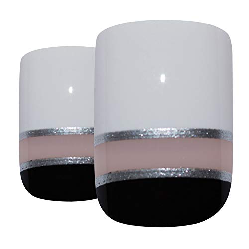 Unghie finte Bling Art 24 Nero Bianca Lucida