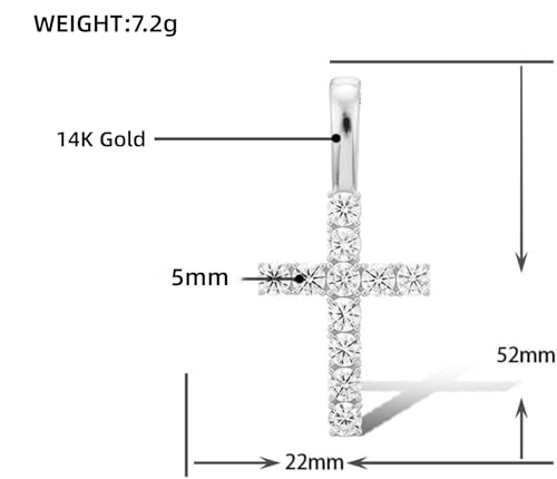 14K Gold 5mm Diamond Cross Pendant Necklace for Men, Trendy and Stylish Accessory for Music Festivals and Night Outs2