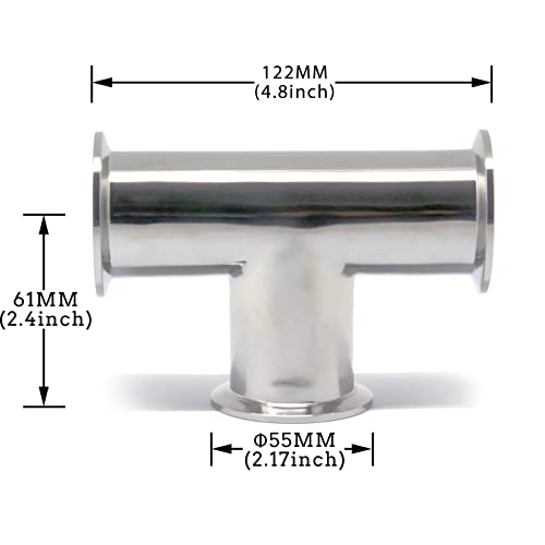 Image of QiiMii SS304 Sanitary Vacuum Fittings - KF-40 Tri Clamp Tee 3 Way